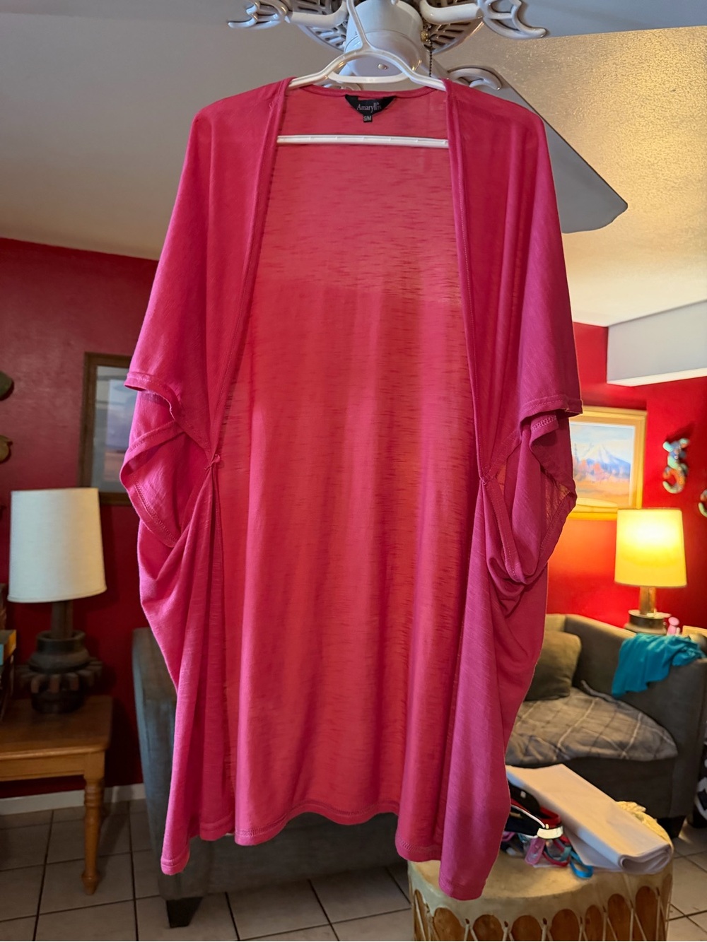 Amaryllis Open-Front Kimono Cardigan in Fuchsia Pink